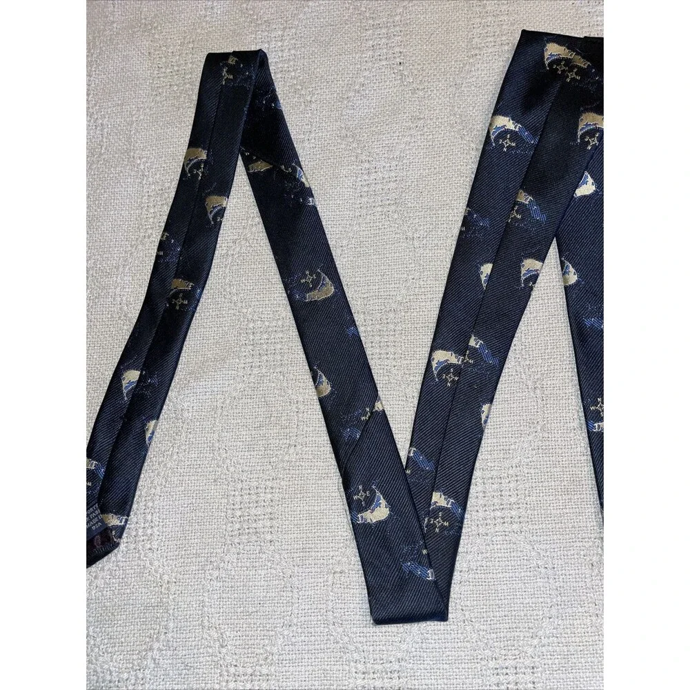 Rivetz Of Boston Men’s Dress Tie Size 54” 4” Blue Compass Business Formal City